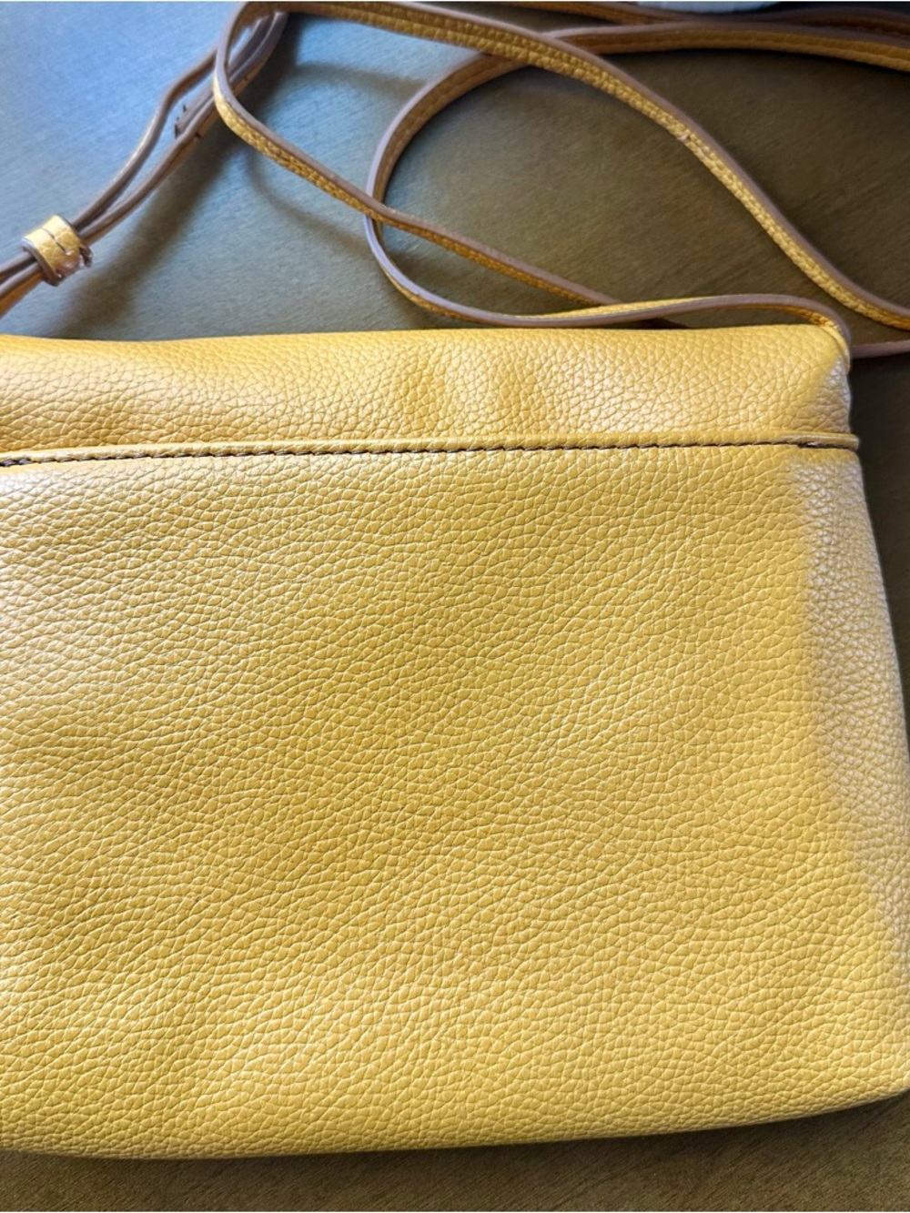 NWOT Vera Bradley Yellow Leather Crossbody Bag with Blue Flowers - Picture 7 of 7